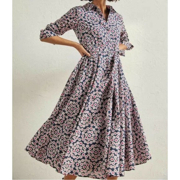Boden Dresses & Skirts - Boden  Kitty Midi Shirt Dress Size 14L Long Sleeves Lined Floral Print